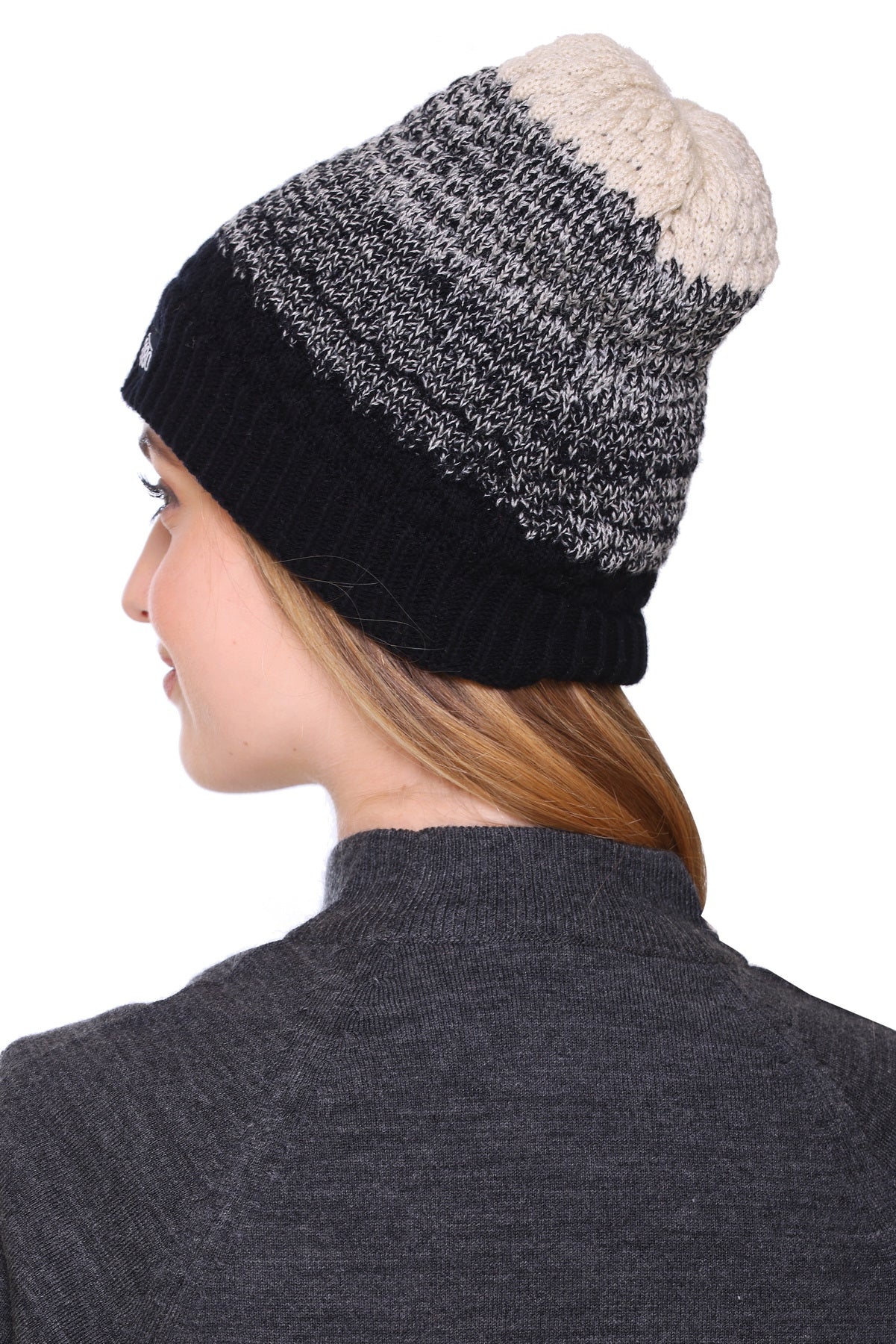 Chic Noir Elegance: Black and Beige Blend Ladies Winter Cap for a Stylish Winter Statement