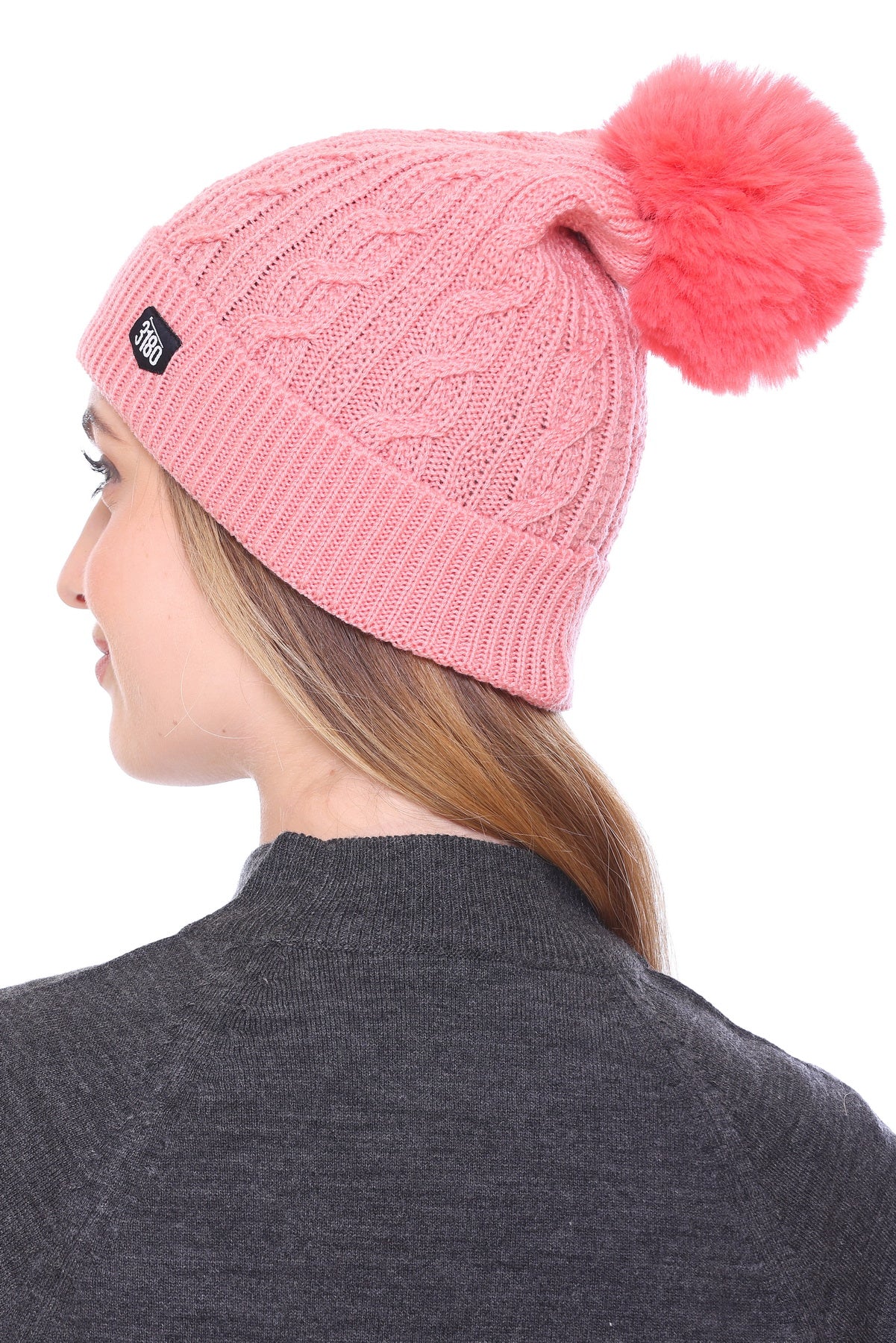 Radiant Winter Bloom: Ladies Fuchsia Pink Beanie Cap with Pom Pom and Perfect Fold for Cozy Elegance