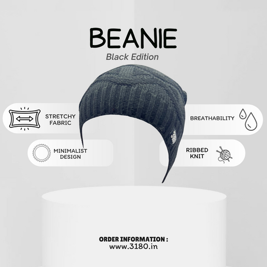 Men’s Winter Black Beanie Cap – Soft, Comfortable & Stylish | 3180