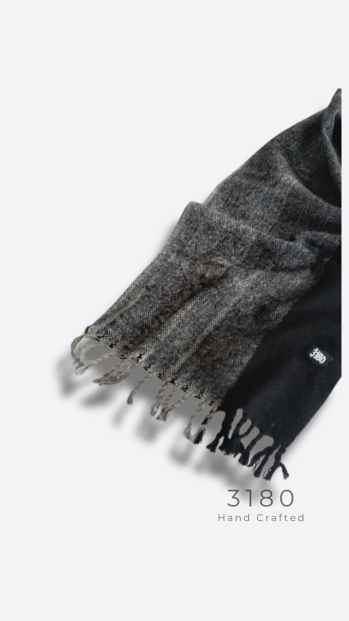 Unisex Herringbone Winter Muffler – Black, Grey & Blue | 3180
