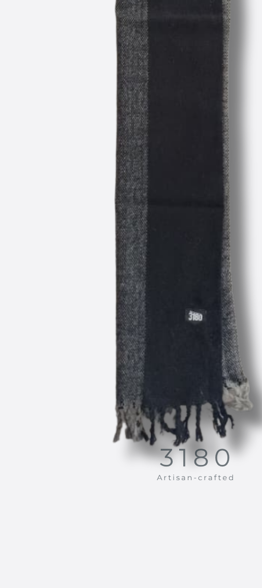 Unisex Herringbone Winter Muffler – Black, Grey & Blue | 3180