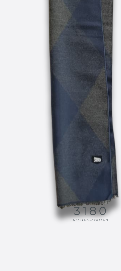 Unisex Checkered Winter Muffler – Navy & Grey | 3180