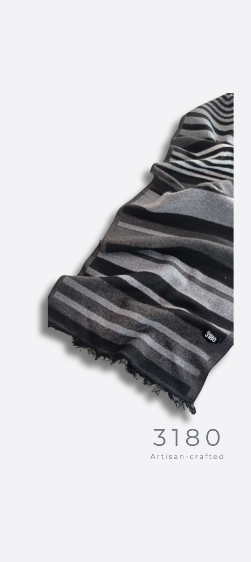 Unisex Multi-Stripe Winter Muffler – Black & Grey | 3180