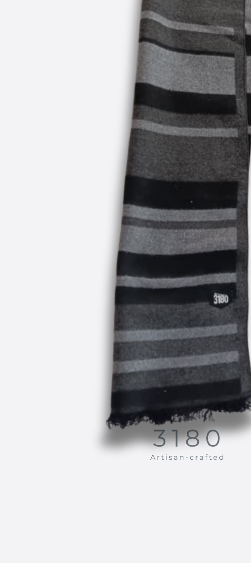 Unisex Multi-Stripe Winter Muffler – Black & Grey | 3180