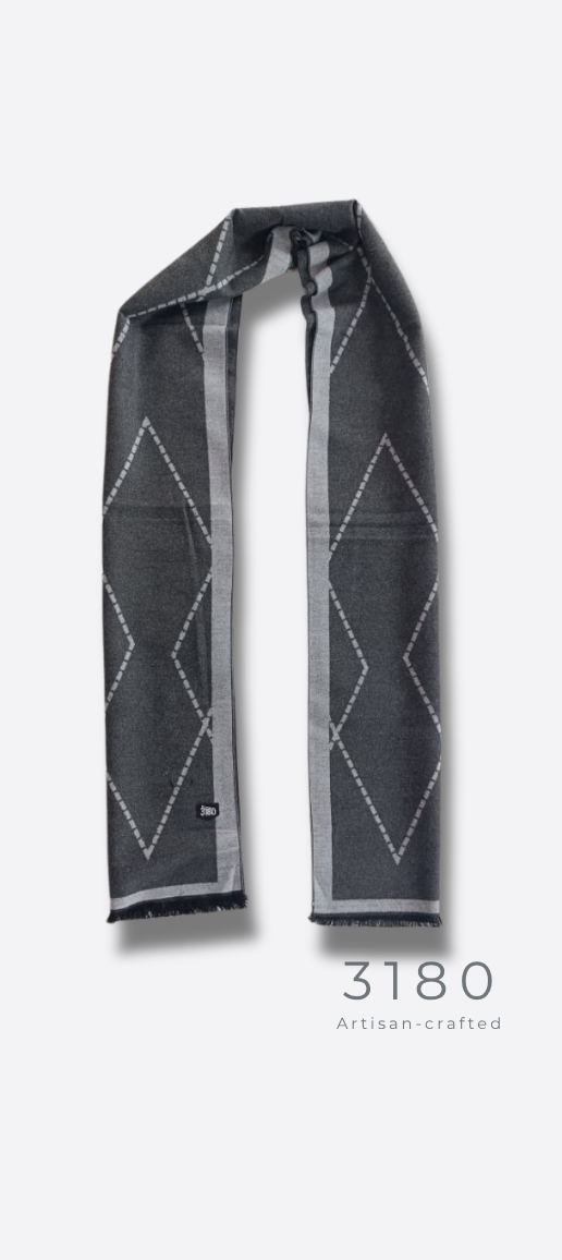 Unisex Geometric Winter Muffler – Dark & Light Grey | 3180