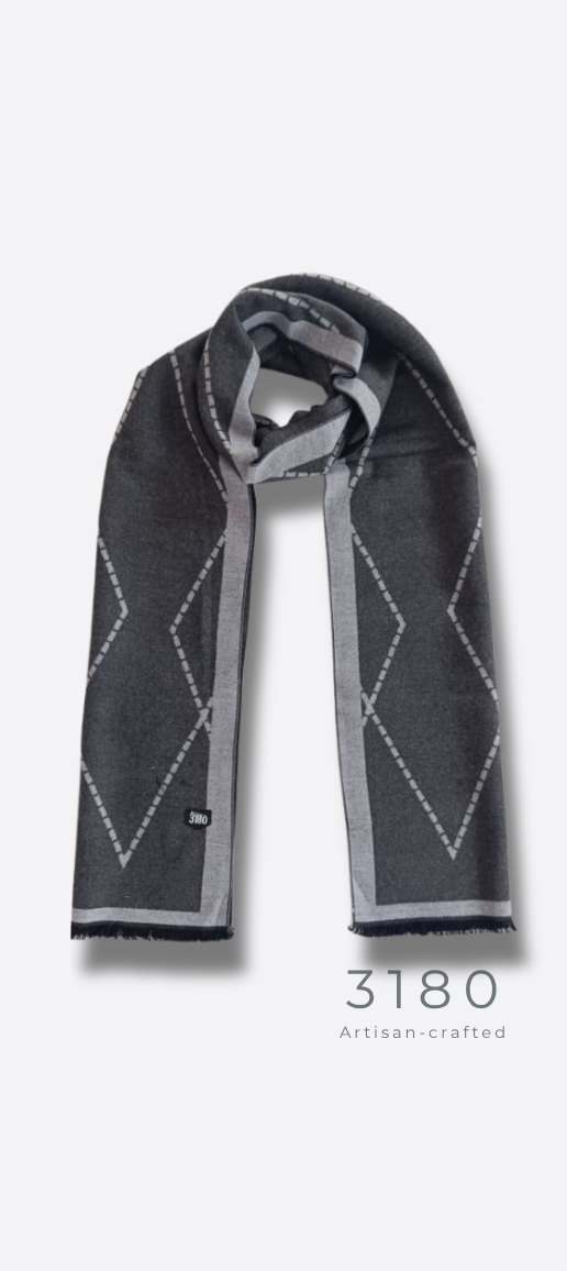 Unisex Geometric Winter Muffler – Dark & Light Grey | 3180