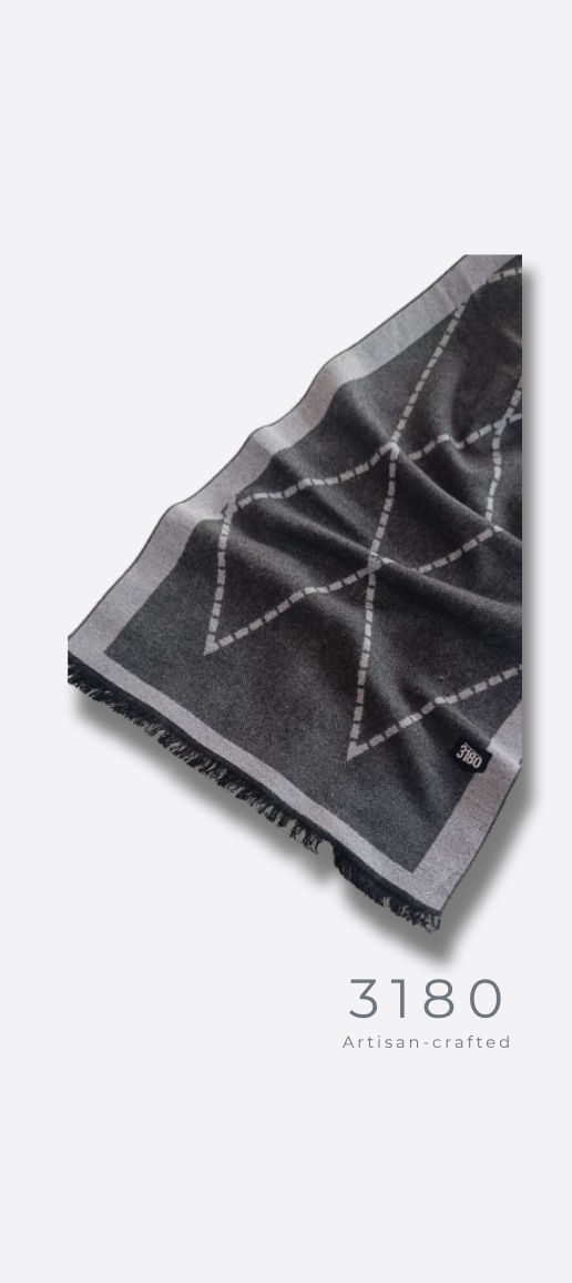 Unisex Geometric Winter Muffler – Dark & Light Grey | 3180