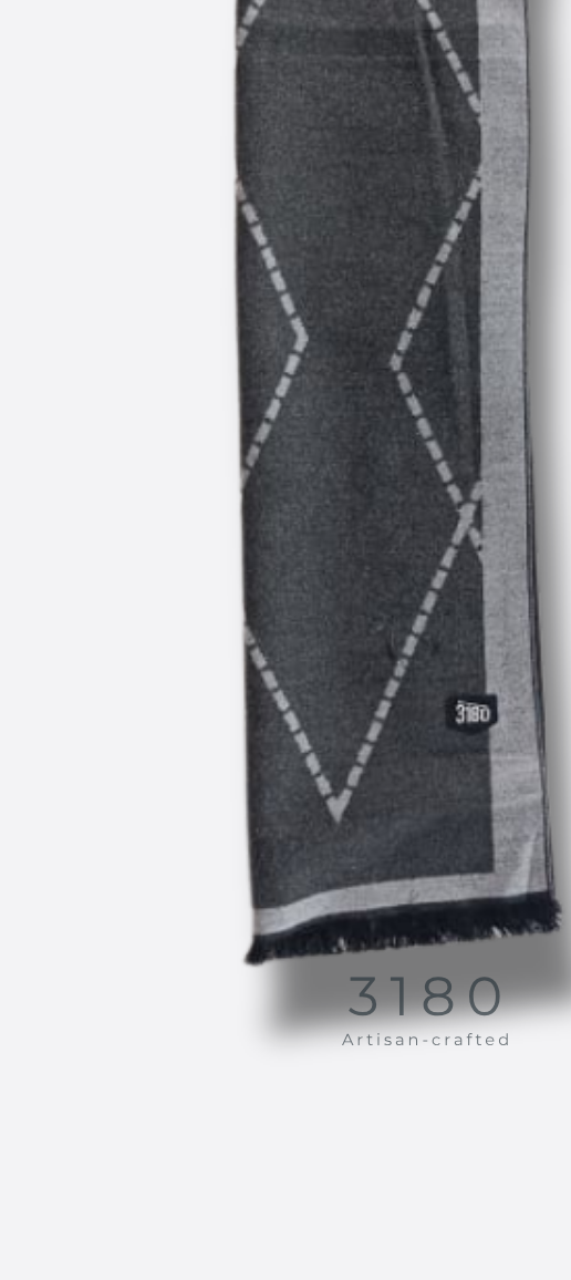 Unisex Geometric Winter Muffler – Dark & Light Grey | 3180