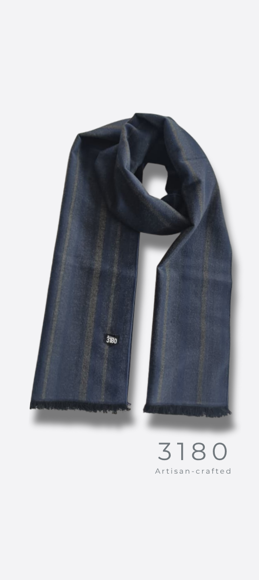 Unisex Pinstripe Winter Muffler – Navy Blue | 3180