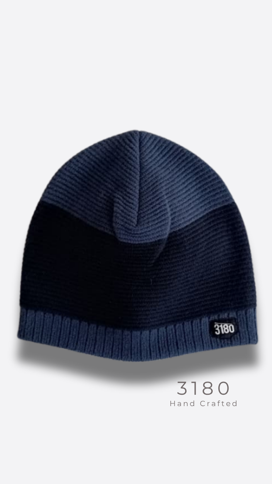 Unisex Fabric-Lined Stripe Beanie – Steel Blue & Navy | 3180